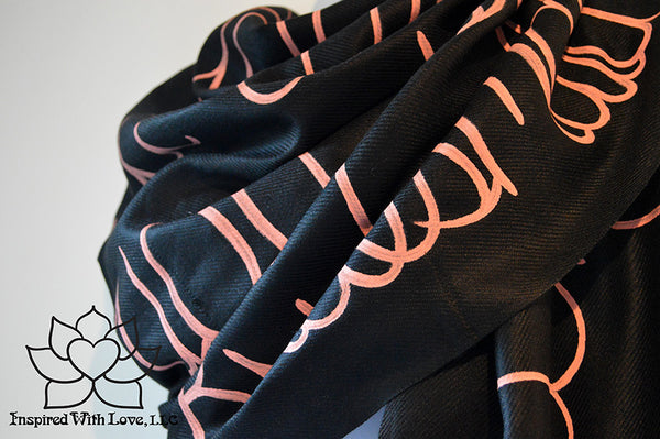 Custom Script Message 100% Silk Solid Black Scarf (Made to Order) –  Inspired With Love