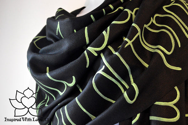 Custom Script Message 100% Silk Solid Black Scarf (Made to Order) –  Inspired With Love